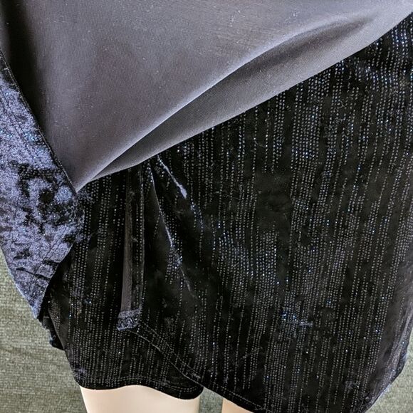 Emerald Sundae Sparkly Blue Velvet Skort Romper - Picture 5 of 14